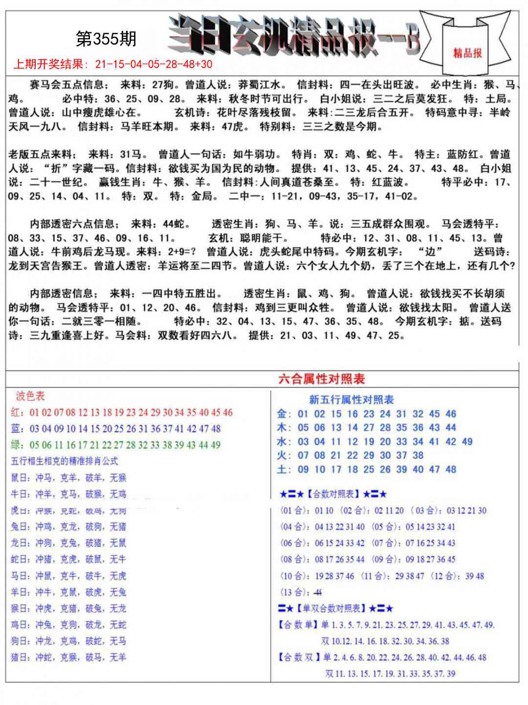 355期当日玄机精品报B[图]