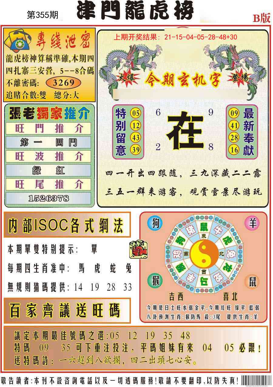 355期津门龙虎榜B[图]